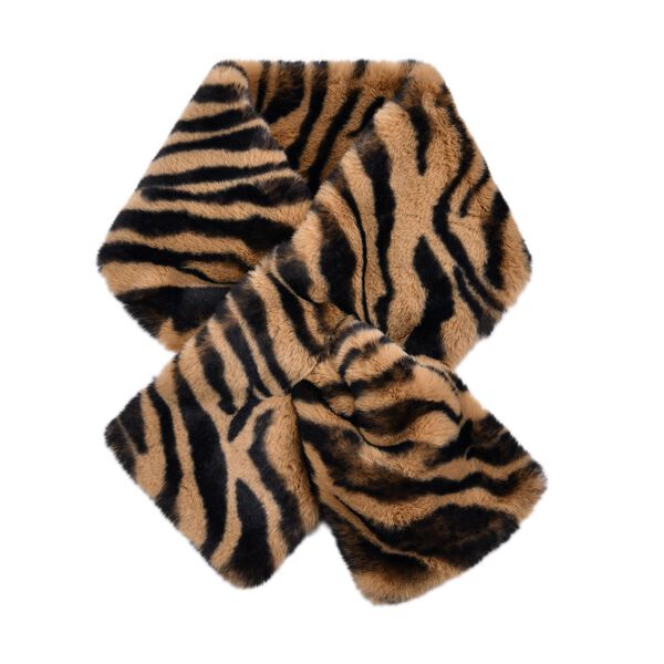 Damen Winterschal aus Kunstfell, Tiger-Streifenmuster