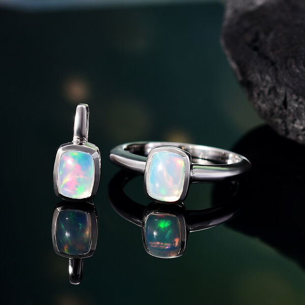 AA nat&uuml;rliches, &auml;thiopisches Welo Opal-Schmuckset, 925 Silber rhodiniert - 1,89 ct. image number 1