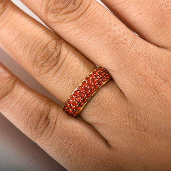 Mexikanischer Kirschfeueropal Ring 925 Silber 750 Gelbgold Vermeil (Gr&ouml;&szlig;e 18.00) ca. 1.29 ct