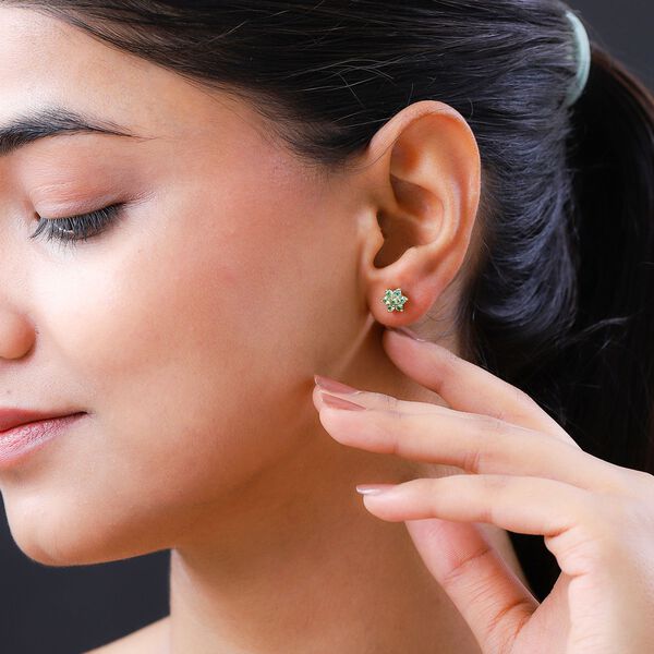 Nat&uuml;rliche Merelani Mint-Granat Ohrstecker, 925 Silber Gelbgold Vermeil ca. 0.62 ct image number 3