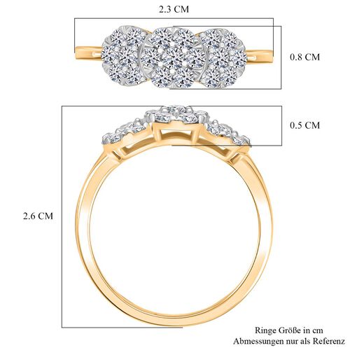 Lab Grown Diamant SI Ring 925 Silber 750 Gelbgold Vermeil (Größe 17.00) ca. 1,01 ct image number 5