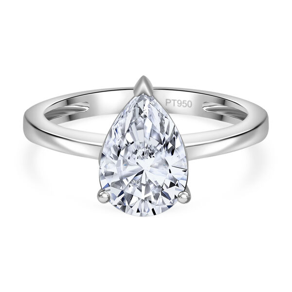 LUXURIANT SGL zertifizierter VS-EF Labor Tropfenschliff Diamant Ring in 950 Platin - 2 ct.