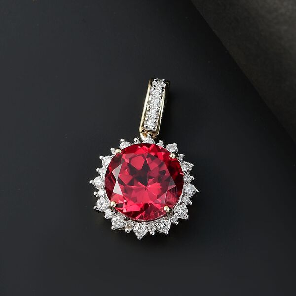 LUXURIANT DIAMOND- zertifiziert und geprüft AAA Labor Padparadscha Saphir und Labor Diamant Anhänger in 417 Gold - 4,27 ct. image number 1