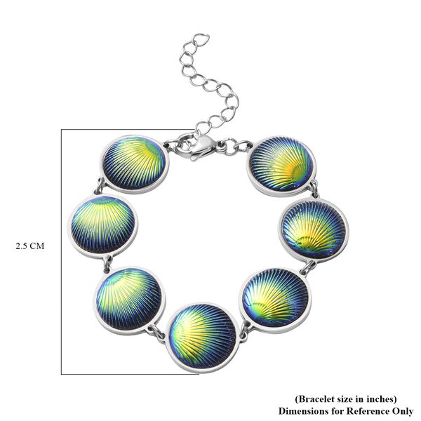 Muschel-inspiriertes Harzperlen-Design Armband, ca. 18.5 cm+ 5 cm extender, Reiner Edelstahl, Grün image number 1