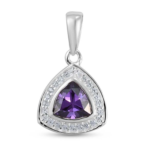 LUSTRO STELLA - Amethyst Zirkonia und wei&szlig;er Zirkonia-Anh&auml;nger, 925 Silber, ca. 1,50 ct
