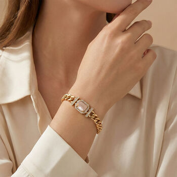 Wei&szlig;er Zirkonia Armband ca. 19 cm Nickelfreies Messing vergoldet