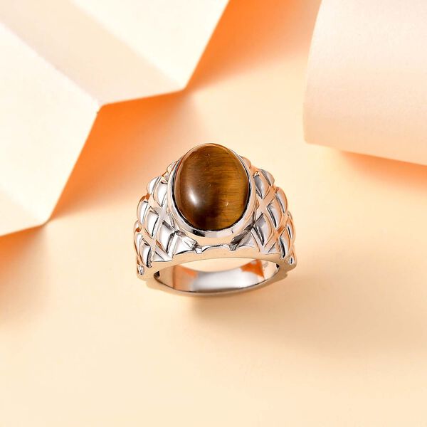 Tigerauge Ring Messing (Größe 16.00) ca. 5,81 ct image number 2