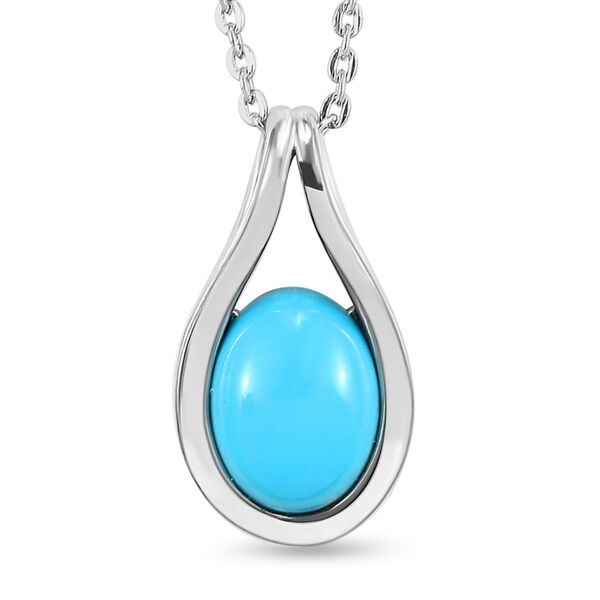 Amerikanischer, nat&uuml;rlicher Sleeping Beauty T&uuml;rkis-Solit&auml;r-Anh&auml;nger mit Kette in Silber, 1,16 ct.