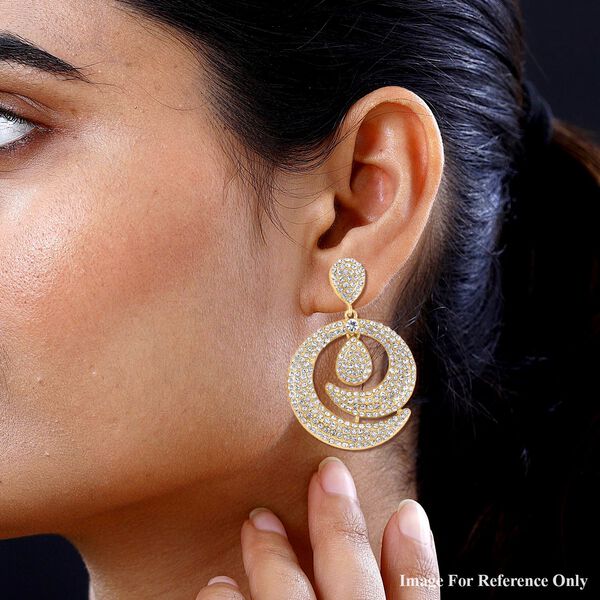 Wei&szlig;er Kristall Ohrringe, vergoldet image number 2