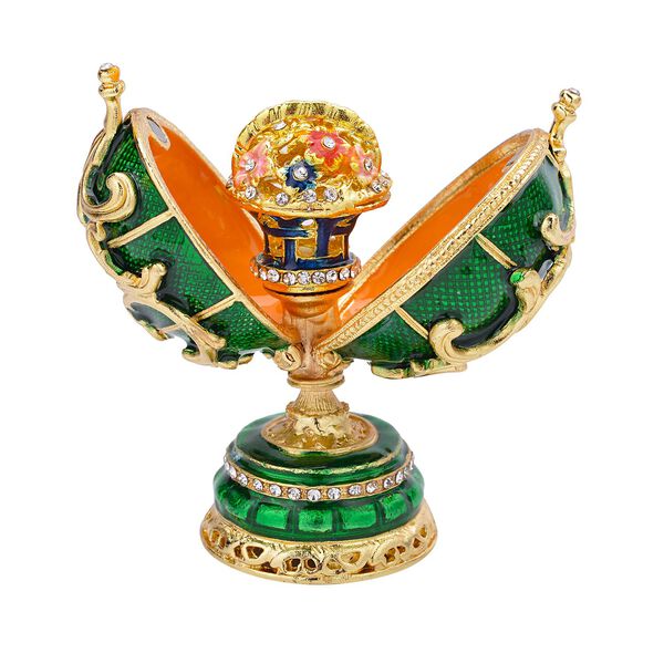 Tablettend&ouml;schen mit wei&szlig;en Kristallen, emailliert, 6x3,5x7 cm, Gr&uuml;n image number 5