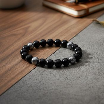 Terahertz, Schwarzer Glasachat Armband Flexibles (ca. 18 cm) ca. 125,00 ct.