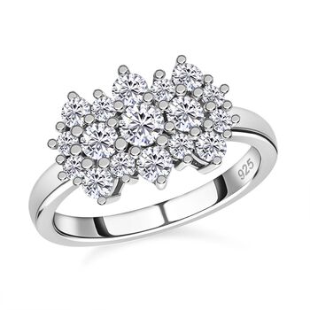 Moissanit Ring, 925 Silber rhodiniert - 1 ct.