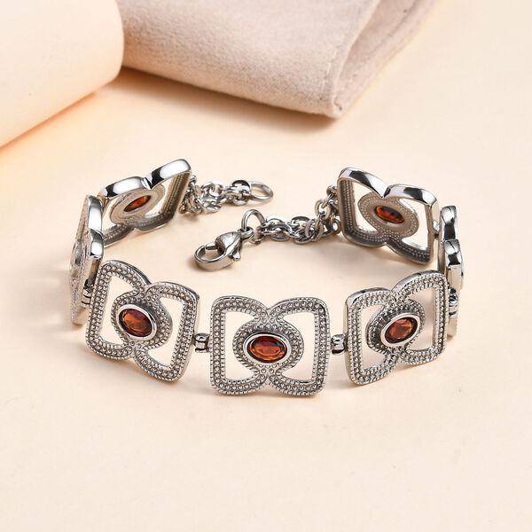 Roter Granat Armband ca. 19 cm Edelstahl ca. 3.70 ct image number 2