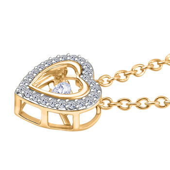 LUXURIANT SI-GH Labor Diamant Anh&auml;nger mit 45cm Kette, 925 Silber 750 Gelbgold Vermeil - 0,25 ct.