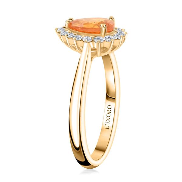 LUXORO zertifiziert und geprüft AAA Fanta Granat und weißer Diamant Ring in 417 Gold - 1,7 ct. image number 3