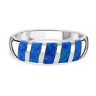 Simulierter Blauer Opal Ring 925 Silber rhodiniert (Größe 16.00)