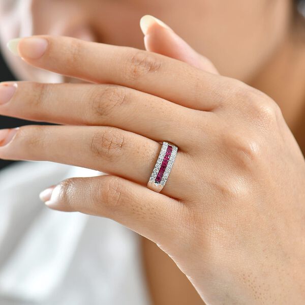 LUXURIANT DIAMOND - AAA Nat&uuml;rlicher Mosambik-Rubin, Lab Grown Diamant Ring 417 Gold (Gr&ouml;&szlig;e 16.50) ca. 1,16 ct image number 2