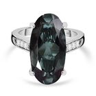 FARBWECHSEL Alexandrit Quarz Triplette, Weißer Zirkon Ring 925 Silber rhodiniert (Größe 18.00) ca. 9.71 ct