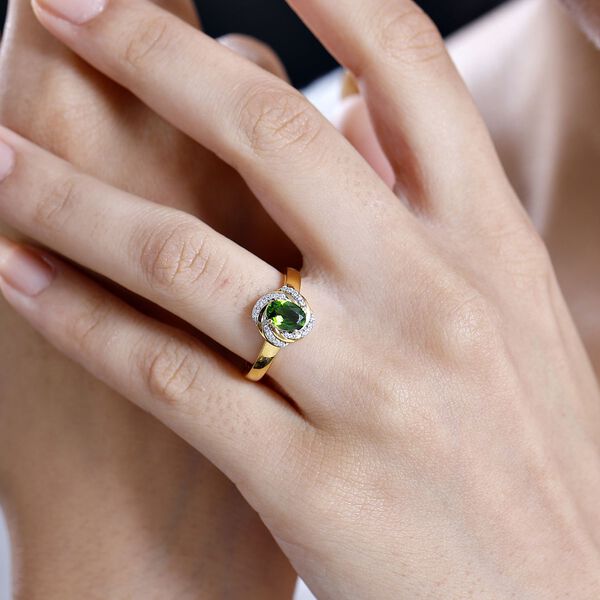 Nat&uuml;rlicher Chromdiopsid und Zirkon-Ring - 0,99 ct. image number 3