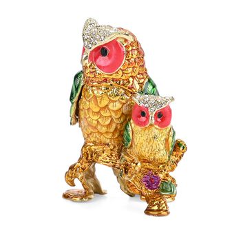 LIVMORE zwei Eulen-Design Schmuckdose, 7x7x8cm