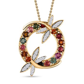 AA Mehrfach-Turmalin, Citrin Schmuckset 925 Silber Gelbgold Vermeil ca. 4,15 ct.