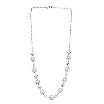 EverTrue S&uuml;&szlig;wasserperle 50cm Halskette und 19cm Armband in Silberton