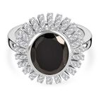 D'Joy Elite Shungit, Wei&szlig;er Zirkon Ring 925 Silber rhodiniert (Gr&ouml;&szlig;e 21.00) ca. 3,64 ct