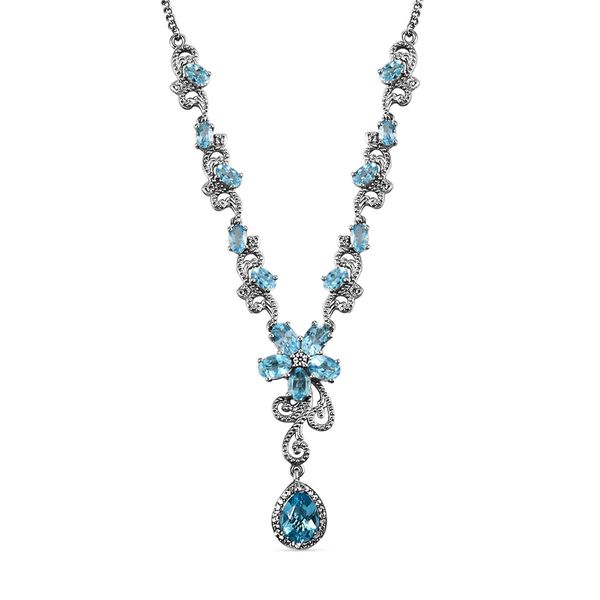 Schweizer Blautopas-Halskette, ca. 45 cm, ca. 7,67 ct