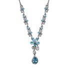 Schweizer Blautopas-Halskette, ca. 45 cm, 925 Silber platiniert ca. 7,67 ct