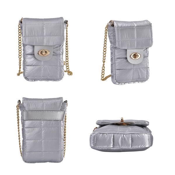 Gesteppte Puffy Crossbody Tasche mit RFID Schutz, silber image number 4