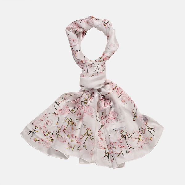 LA MAREY - 100% Maulbeeren-Seidenschal, Chiffon, 60x170 cm, Wei&szlig; image number 9