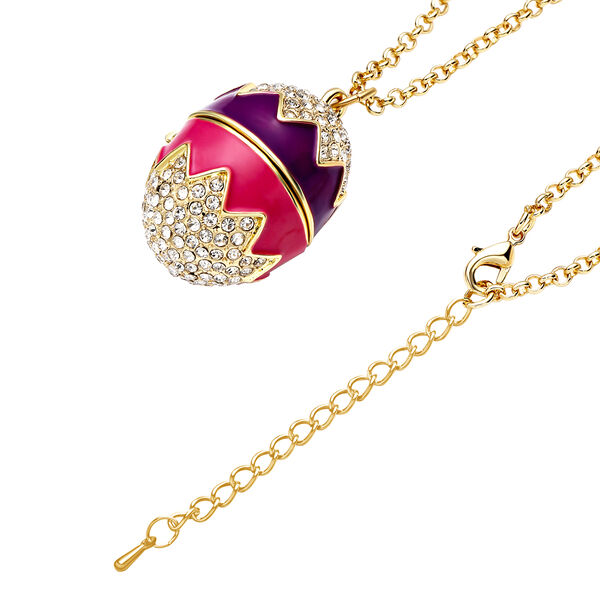 Emaillierter Osterei-Anhänger mit Kette in Harz und weißem Kristall image number 5