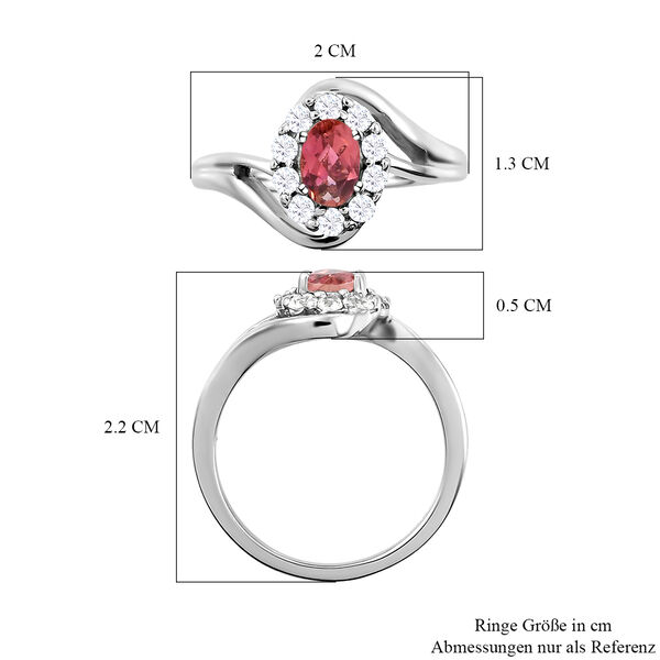 Rosa Turmalin und weißer Zirkon-Ring, 925 Silber platiniert  ca. 0,97 ct image number 7