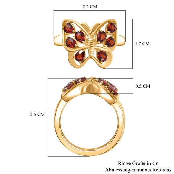 Nat&uuml;rlicher Mosambik Granat Ring, 925 Silber 750 Gelbgold Vermeil (Gr&ouml;&szlig;e 18.00) ca. 1.64 ct image number 7