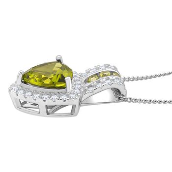 D'joy Nat&uuml;rlicher Peridot Anh&auml;nger mit Kette ca. 45 cm, 925 Silber rhodiniert ca. 3.36 ct