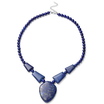 Lapislazuli-Halskette, ca. 45+5 cm in Edelstahl ca. 281,50 ct