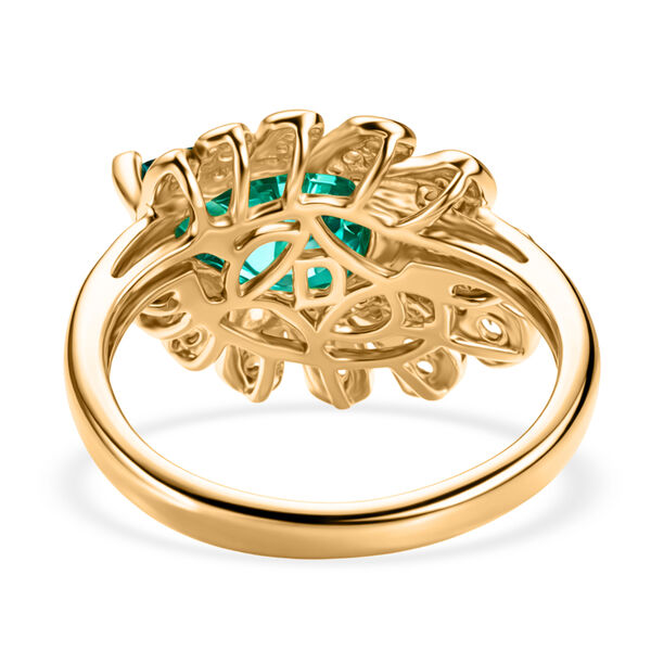 D'Joy Pfau Quarz Triplette, Wei&szlig;er Zirkon Ring 925 Silber 750 Gelbgold vermeil (Gr&ouml;&szlig;e 17.00) ca. 2,50 ct image number 5