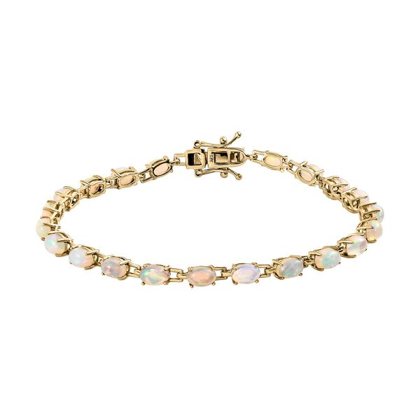 Nat&uuml;rliches, &auml;thiopisches Opal-Armband, ca. 20 cm, 925 Silber vergoldet ca. 6,78 ct