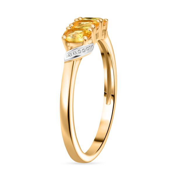 AA Gelber Saphir Ring 925 Silber 750 Gelb Vergoldet (Größe 17.00) ca. 0,70 ct image number 4