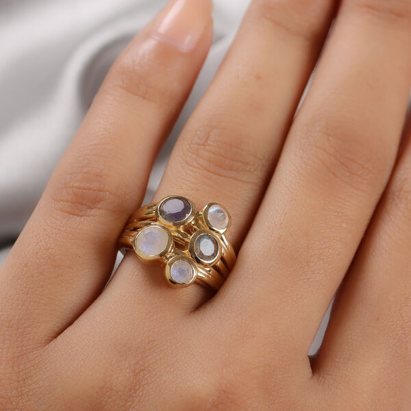 Regenbogen Mondstein und Labradorit-Ring - 2 ct. image number 3