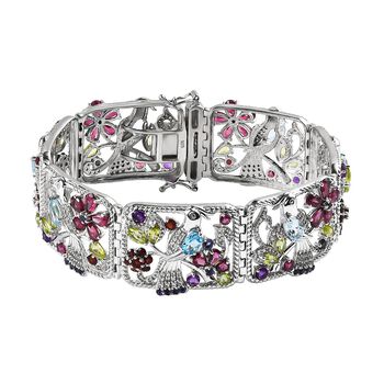 Jardin Kollektion - Himmelblauer Topas, Rhodolith Granat Armband ca. 19 cm 925 Silber platiniert ca. 23.00 ct