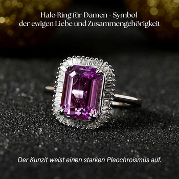 AAAA Patroke Kunzit und Diamant Ring in 950 Platin - 3,80 ct.