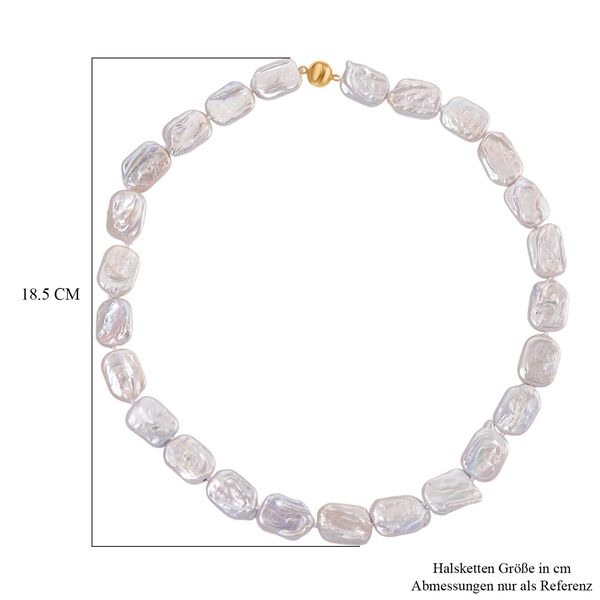 D'Joy Weiße Keshi Perle Halskette ca. 50 cm 925 Silber vergoldet image number 6