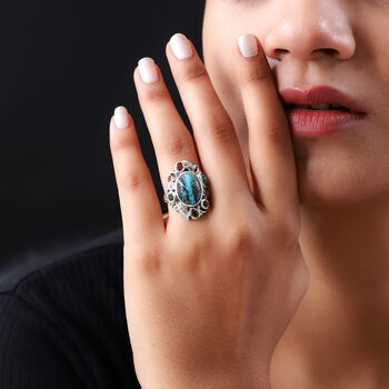 Sierra Nevada T&uuml;rkis und Mehrfach-Turmalin-Ring - 7,04 ct.