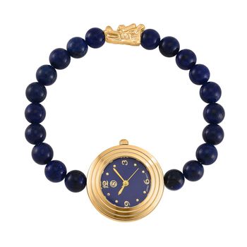 Blauer Howlit Uhren Reiner Edelstahl Bicolor flexibel ca. 50,00 ct.