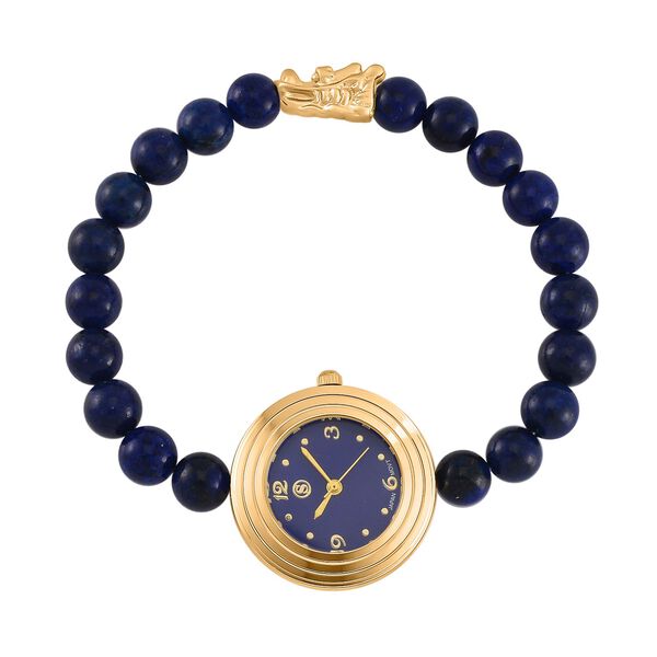 Blauer Howlit Uhren Reiner Edelstahl Bicolor flexibel ca. 50,00 ct.