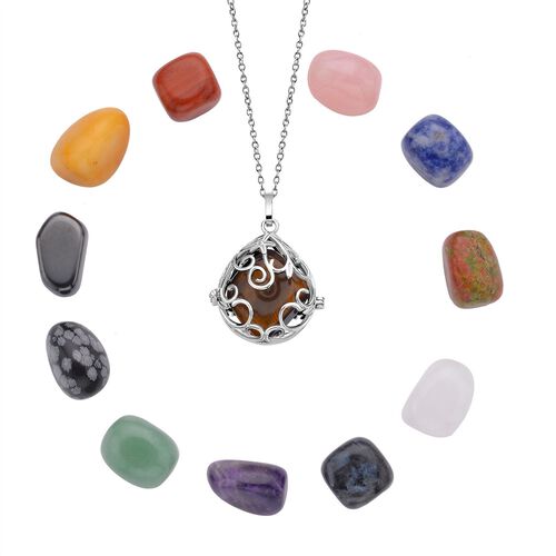 Anhänger mit Kette und 12 austauschbaren Edelsteinen - 480 ct. image number 0