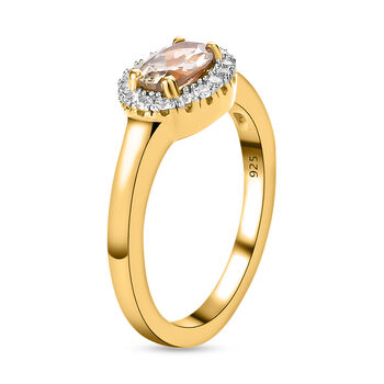 AAA Turkizit und wei&szlig;er Zirkon-Ring - 1,09 ct.