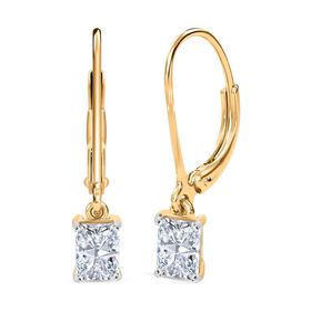 LUXURIANT SGL zertifizierte VS-GH Labor Diamant Ohrringe, 925 Silber 750 Gelbgold Vermeil - 1 ct.