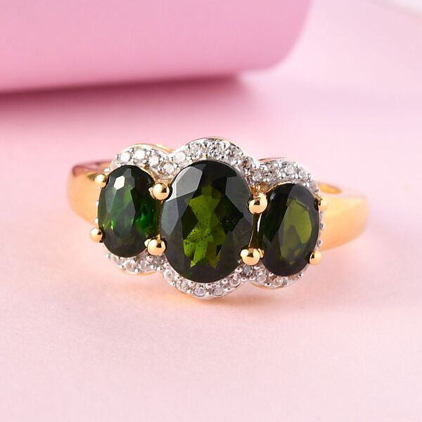 Natürlicher Chromdiopsid-Ring, 925 Silber vergoldet  ca. 2,60 ct image number 2